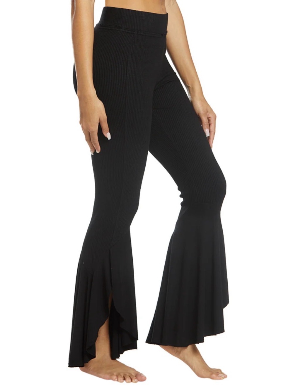 Free people movement women’s large low and flow pants ribbed ruffle hem